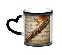 Mug à café avec anse, motif flûte, 35 cl, mug thermosensible à couleur changeante « Dans le ciel » en céramique, mug artistique amusant et magique, tasse en porcelaine rouge, cadeau d'anniversaire pou