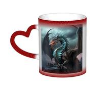 Mug à café Dragon Cool avec anse 35 cl, Mug thermosensible à couleur changeante « Dans le ciel » en céramique, Mug artistique magique et amusant, Tasse en porcelaine, Cadeau d'anniversaire pour femmes