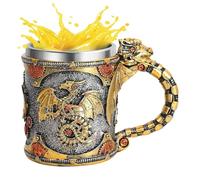Mug à Café Dragons Médiéval | Tasse 400ml En Acier Inoxydable Style Médiéval Grande Capacité,Sculpture de Bureau pour Café Bière Whisky Maison Fêtes Extérieur