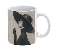 Mug à café en céramique imprimé « Hat Shadow Narration », 325 ml (11 oz), compatible micro-ondes et lave-vaisselle. Idéal comme cadeau de Noël, d'anniversaire, de Saint-Valentin ou de pendaison de cr