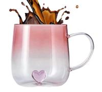 Mug à Café en Verre - Mug Cœur 400ml Soufflé à la Main, Tasse à Café en Verre Transparent | Tasse Latte, Thé, Jus avec Poignée Anti-Brûlure, Vaisselle Élégante pour Maison, Bar, Cuisine, Cadeau