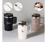 Mug à café isotherme en acier inoxydable 304, 500ML, rétention de chaleur et de froid, infuseur à thé intégré, cuillère et paille pliables, couvercle étanche - parfait pour le bureau, la Saint-Valenti