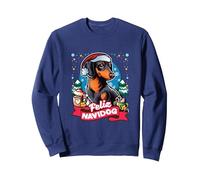 Mug à café Motif Teckel Père Noël Sweatshirt, Unisexe pour Adultes, Bleu Marine, XXL
