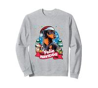 Mug à café Motif Teckel Père Noël Sweatshirt, Unisexe pour Adultes, Gris Chiné, XXL
