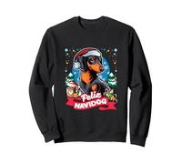 Mug à café Motif Teckel Père Noël Sweatshirt, Unisexe pour Adultes, Noir, XXL