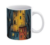 Mug à café, Mug en céramique imprimé « Contes de la vie citadine », 325 ml, compatible micro-ondes et lave-vaisselle. Idée cadeau parfaite pour Noël, un anniversaire, la Saint-Valentin ou une pendais