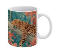 Mug à café, Mug en céramique imprimé Jungle Repose, 325 ml (11 oz), compatible micro-ondes et lave-vaisselle. Idée cadeau parfaite pour Noël, un anniversaire, la Saint-Valentin ou une pendaison de cr
