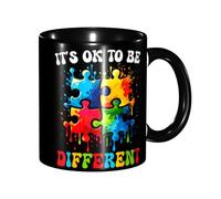 Mug à café original « C'est normal d'être différent » (puzzle de sensibilisation à l'autisme), 325 ml, en céramique, idéal pour le bureau, la cuisine, les cadeaux et la décoration intérieure.