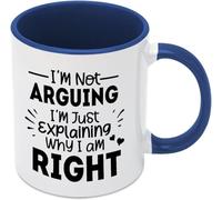Mug à café original « Je me dispute, j'explique juste pourquoi j'ai raison », en céramique imprimée recto verso, 325 ml (11 oz), idéal comme cadeau pour maman, papa, un ami, un conjoint ou une épouse.