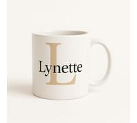 Mug à Café Personnalisé avec Prénom et Initiale - Tasse Monogramme sur Mesure, 330 ml - Cadeau Unique pour Elle ou Lui