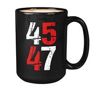 Mug à café Politics - 45 47 - Vote Trump Leader du gouvernement Bulletin Conservateur Vue politique 2024 Élection démocratique 2024 44 ml Noir