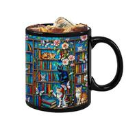 Mug À Café - Récipient À Thème 350ml | Tasse Bibliothèque En Céramique | Design Étagère Livres Érudit, Impression Haute Définition La Décoloration Pour Maison Dortoir Hôtel Appartement Usage Multiple