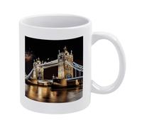 Mug à café « Tower Bridge de Londres de nuit » pour femme, tasse en céramique avec grande anse, tasse à thé personnalisée pour homme, mug rond classique pour la maison, le bureau, le restaurant, cade