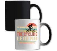 Mug à changement de couleur avec inscription Dad The Man The Myth The Cycling Legend - Blanc