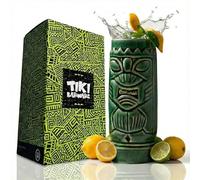 Mug à cocktails Hawaiian visage vert Tiki, 300 ml ,en céramique de qualité,