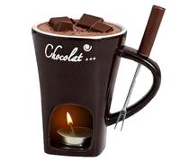 Mug à fondue au chocolat avec fourchettes, tasse à fondre chocolat, tasse à fondre fromage en céramique, tasses à fondres chocolats portable for desserts, un rendez-vous galant ou un mariage(Black)