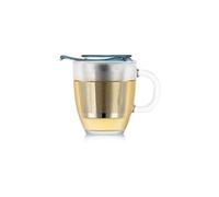 Mug à thé YO-YO 0,35 L verre trempé infuseur inox bleu clair