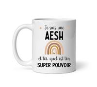Mug AESH super pouvoir humour boho arc-en-ciel bohème Tasse AESH