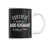 Mug - Aide Soignant - Meilleur De France - Noir - Céramique - Cylindrique