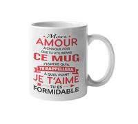 Mug Amour - Cadeau Romantique pour Couple, Femme ou Homme - Idée Cadeau Anniversaire, Saint-Valentin, Noël - Tasse Je t’aime Touchante et Originale - Céramique 330 ml
