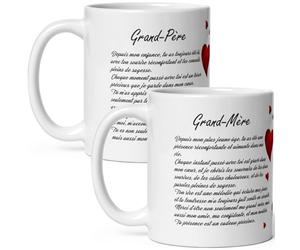 Mug amour duo grand mère grand père amour Tasses mamie papi je t'aime déclaration et coeurs Mugs mamy papy tendresse tirade à offrir Idée cadeau fête anniversaire Noël céramique 325ml café thé
