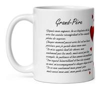 Mug amour grand père amour Tasse papi je t'aime avec déclaration et coeurs Mug papy tendresse tirade à offrir Tasse idée cadeau fête anniversaire Noël céramique 325ml café thé chocolat petit déjeuner