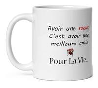 Mug amour je t'aime avoir une soeur meilleure amie pour la vie tasse avec coeur cadeau original Noel anniversaire fete 325ml