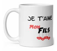 Mug amour je t'aime mon fils tasse love tendresse pour cadeau original Noel anniversaire fete Mug céramique déclaration d'amour avec coeur homme beau fils gendre 325ml