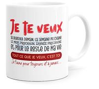 Mug Amour Je te Veux Déclaration Tasse Message drôle Humour. Idée Cadeau Original pour Ami Couple Amoureux Collègue Homme Femme Copine Copain Mari Fiancé Anniversaire Noël St Valentin.
