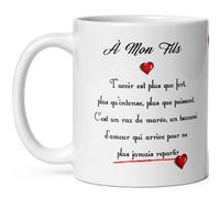 Mug amour mon fils je t'aime message d'amour tasse céramique tendresse haute qualité offrir idée cadeau homme anniversaire noel fete de papa maman déclaration famille 325ml