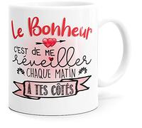 Mug Amour Réveil Message Humour drôle Idée Cadeau Original pour Ami Couple Amoureux Collègue Mari Femme Homme Fiancé Copain Copine Anniversaire St Valentin Noël. Souriez dès le Réveil.
