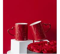 THE CONCEPT FACTORY, KA0385, Mug Amour X2 en céramique Durable, Design Romantique avec Inscription Amour, Parfait pour Les Couples, Facile à Entretenir, capacité généreuse, Rouge, 300ml
