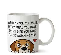 Mug amusant Beagle Dog - « Every Snack You Make, I'll Be Watching You » - Mignon pour les amoureux des chiens et les parents d'animaux - Tasse en céramique de 325 ml pour lui ou elle