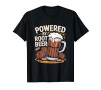 Mug Amusant Powered by Root Beer Barrel T-Shirt Graphique avec Valeur, Homme, Noir, M