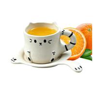 Mug and Saucer Set 230ml Ceramic Cat Shape Drinking Mug with Saucer | Office Coffee Cup Set for Milk Hot Chocolate Espresso Home Cafe Office Dining Room Restaurant Apartment Dormitory
