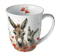 Mug ânes et coquelicots en porcelaine fine 400 ml