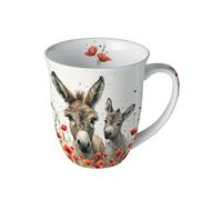 Mug ânes et coquelicots en porcelaine fine 400 ml
