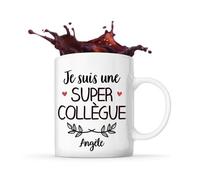Mug Angèle Une Super Collègue Tasse Cadeau Prénom Nom De Famille Travail Métier Départ Retraite Collègue