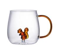 Mug animal 3D - Verre borosilicate transparent 380 ml, joli design de dessin animé, boissons chaudes et froides, résistant à la chaleur, poignée confortable | Tasse à café de voyage portable pour le