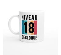 Mug Anniversaire 18 ans - Niveau 18 Débloqué - Mug humour - tasse anniversaire - idée cadeau homme - tasse fun original