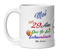 Mug anniversaire 29 ans humour vingt neuf ans modeste drole tasse haute qualité idée cadeau rigolo vingtaine fete Noel homme femme ami collegue copain pote famille