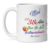 Mug anniversaire 38 ans humour trente huit ans modeste drole tasse haute qualité idée cadeau rigolo trentaine fete Noel homme femme ami collegue copain pote famille