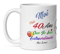 Mug anniversaire 40 ans humour quarante ans modeste drole tasse haute qualité idée cadeau rigolo quarantaine fete Noel homme femme ami collegue copain pote famille