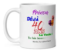 Mug anniversaire 40 ans personnalisable humour tasse quarante ans tasse drole haute qualité idée cadeau rigolo quarantaine fete Noel homme femme ami collegue copain pote famille
