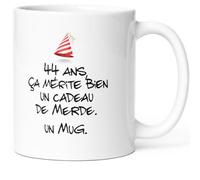 Mug Anniversaire 44 ans Humour Tasse Message drôle Idée Cadeau Original Rigolo pour Ami Homme Femme Collègue Copain Copine pour Joyeux Anniversaire Quarante-Quatre Ans. Souriez dès le Réveil.