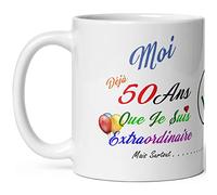 Mug anniversaire 50 ans humour cinquante ans modeste drole tasse haute qualité idée cadeau rigolo cinquantaine fete Noel homme femme ami collegue copain pote famille