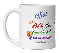 Mug anniversaire 60 ans humour soixante ans modeste drole tasse haute qualité idée cadeau rigolo soixantaine fete Noel homme femme ami collegue copain pote famille