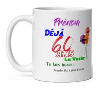 Mug anniversaire 60 ans personnalisable humour tasse soixante ans tasse drole haute qualité idée cadeau rigolo soixantaine fete Noel homme femme ami collegue copain pote famille
