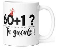 Mug Anniversaire 61 ans Humour Tasse Message drôle Idée Cadeau Original Homme Femme Rigolo pour Ami Collègue Copain Copine Frère Soeur Joyeux Anniversaire Soixante et Un Ans. Souriez dès le Réveil.
