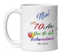 Mug anniversaire 70 ans humour soixante dix ans modeste drole tasse haute qualité idée cadeau rigolo soixantaine fete Noel homme femme ami collegue copain pote famille